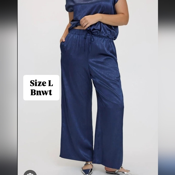 Reitmans Blue Satin pants BNWT large - Picture 1 of 2
